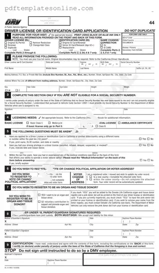 Blank Ca Dmv Dl 44 Form