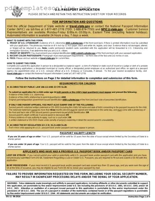 Blank DS-11 U.S. Passport application Form