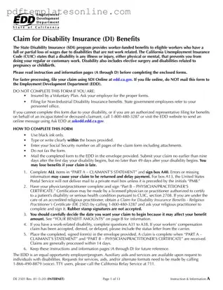 Blank EDD DE 2501 Form
