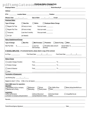 Blank Employee Status Change Form