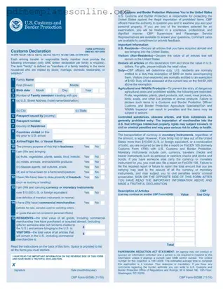 Blank CBP 6059B Form