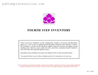 Blank Fourth Step Inventory Form
