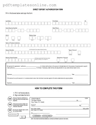 Blank Generic Direct Deposit Form