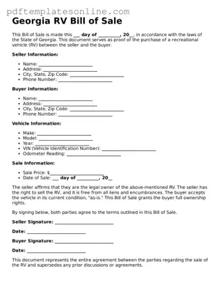 Official Georgia RV Bill of Sale Document