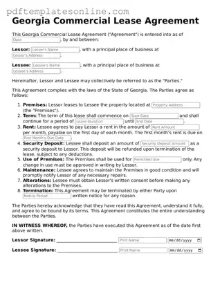 Official Georgia Commercial Lease Agreement Document