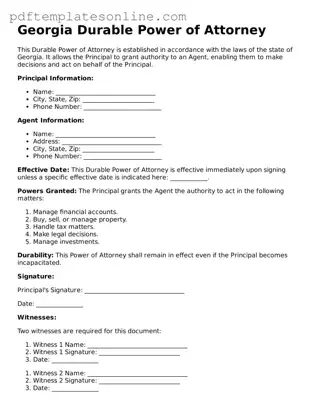 Official Georgia Durable Power of Attorney Document
