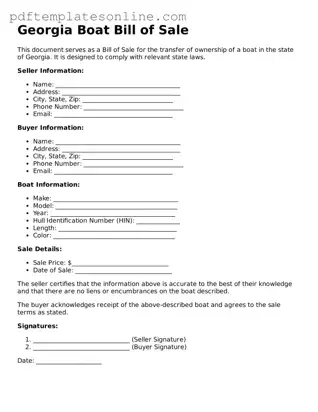 Official Georgia Boat Bill of Sale Document