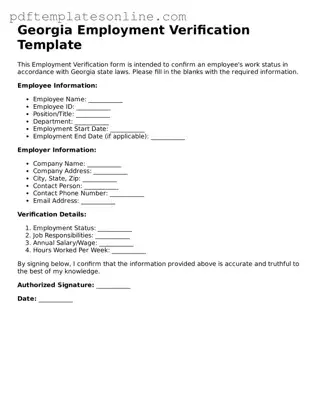Official Georgia Employment Verification Document
