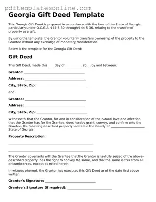Official Georgia Gift Deed Document