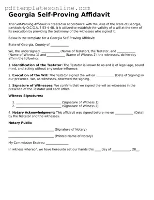 Official Georgia Self-Proving Affidavit Document