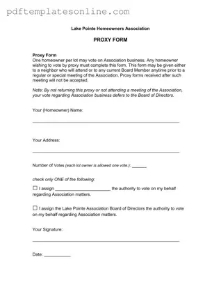 Blank Homeowners Association Proxy Form