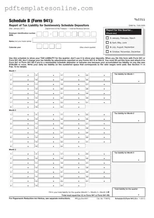 Blank IRS Schedule B 941 Form