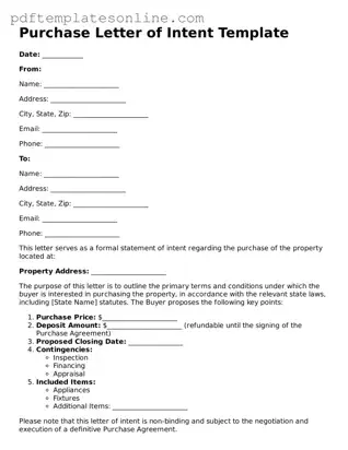 Fillable Purchase Letter of Intent Document