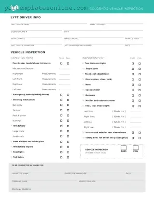 Blank Lyft Inspection Form