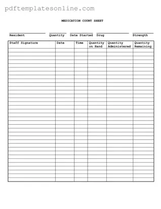 Blank Medication Count Sheet Form