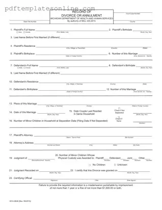 Blank Michigan Dch 0838 Form