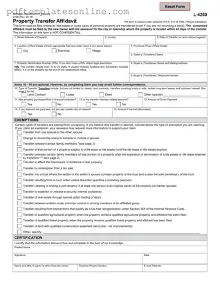 Blank Michigan Property Transfer Affidavit 2766 Form