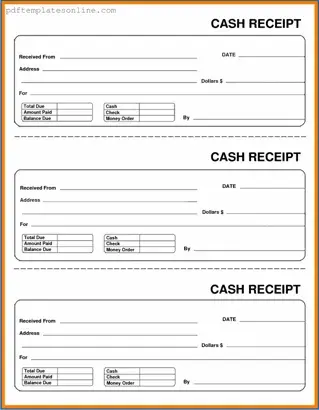 Blank Cash Receipt Form