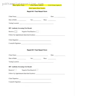 Blank Negative Hiv Test Form