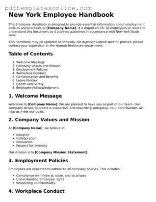Official New York Employee Handbook Document