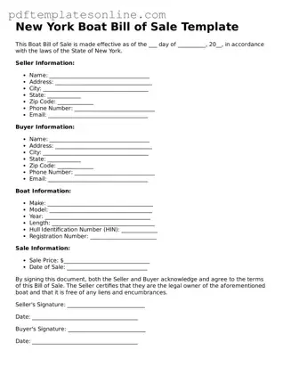 Official New York Boat Bill of Sale Document