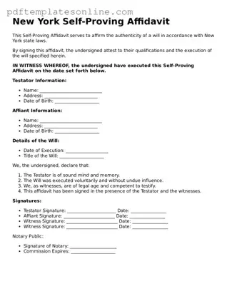 Official New York Self-Proving Affidavit Document