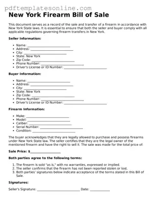 Official New York Firearm Bill of Sale Document