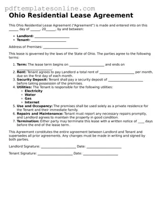 Official Ohio Residential Lease Agreement Document