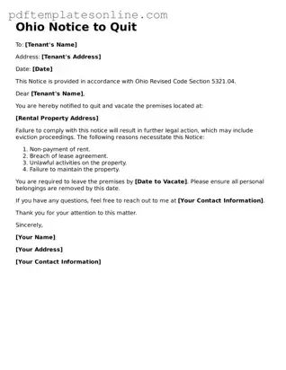 Official Ohio Notice to Quit Document