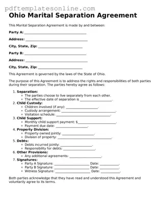 Official Ohio Marital Separation Agreement Document
