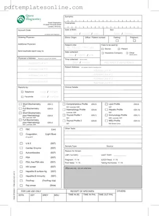 Blank Order Quest Diagnostics Form