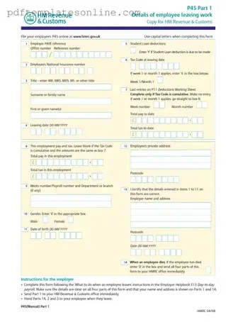 Blank P 45 It Form