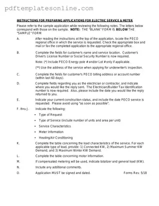 Blank Peco Service And Meter Application Form
