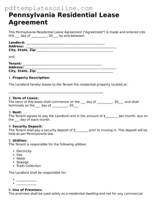Official Pennsylvania Residential Lease Agreement Document