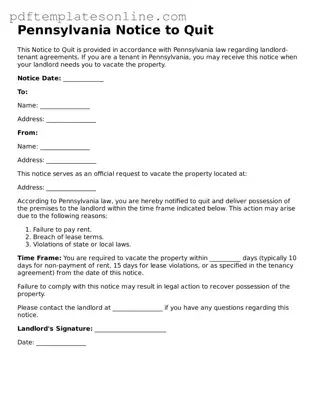 Official Pennsylvania Notice to Quit Document