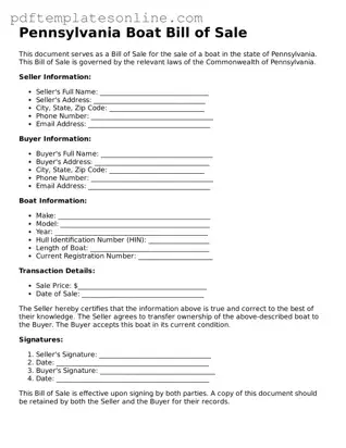 Official Pennsylvania Boat Bill of Sale Document