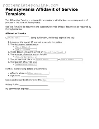 Official Pennsylvania Affidavit of Service Document
