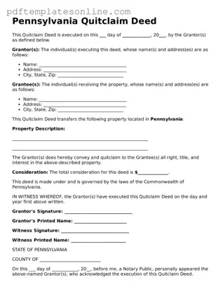Official Pennsylvania Quitclaim Deed Document