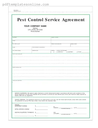 Blank Pest Control Contract Form