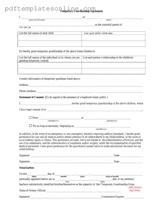Blank Temporary Custody Form
