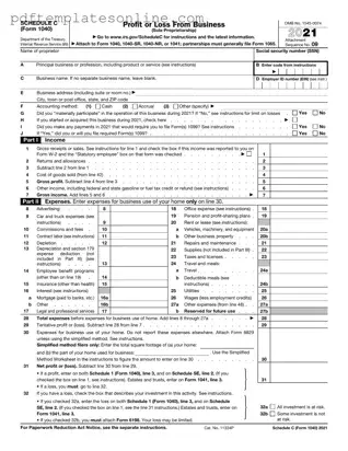 Blank IRS Schedule C 1040 Form