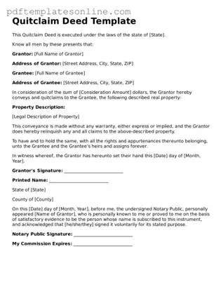 Fillable Quitclaim Deed Document