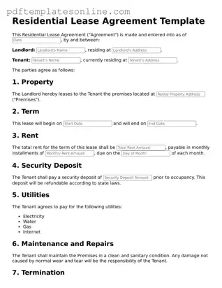 Fillable Lease Agreement Document
