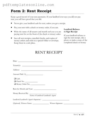 Blank Rental Receipt Form