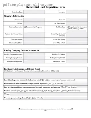 Blank Roof Inspection Form