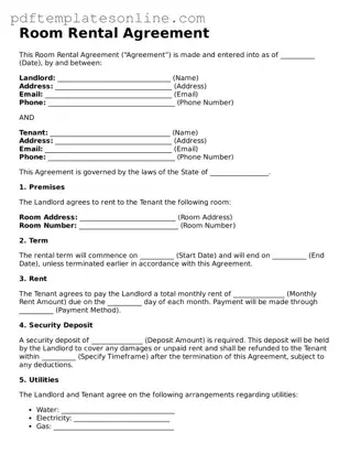 Fillable Room Rental Agreement Document