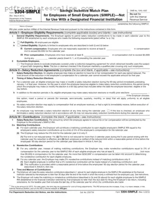 Blank IRS 5304-SIMPLE Form