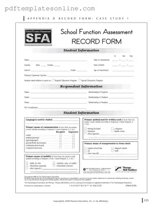 Blank School Function Assessment Form
