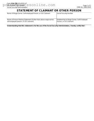 Blank SSA SSA-795 Form