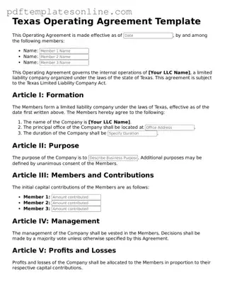 Official Texas Operating Agreement Document